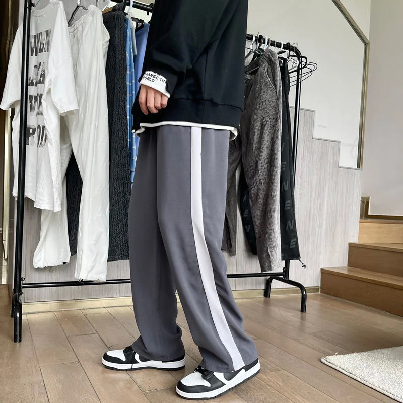 

Spring Summer Sweatpants Men's Fashion Contrast Casual Pants Men Streetwear Loose Hip-hop Wide-leg Pants Men Joggers Track Pants