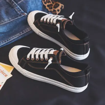 Женская парусиновая обувь Новинка 2020 года в Корейском стиле на плоской подошве