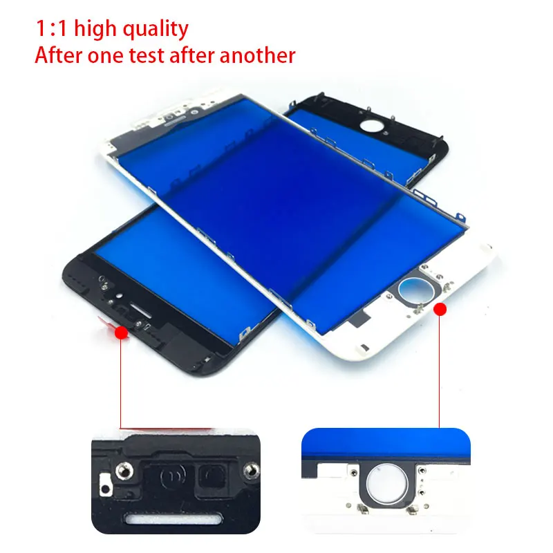 100% Оригинальное переднее внешнее стекло с рамкой для iPhone 6g 6s 6 Plus 7 7Plus Запасные части для замены сенсорной панели и средней рамки.