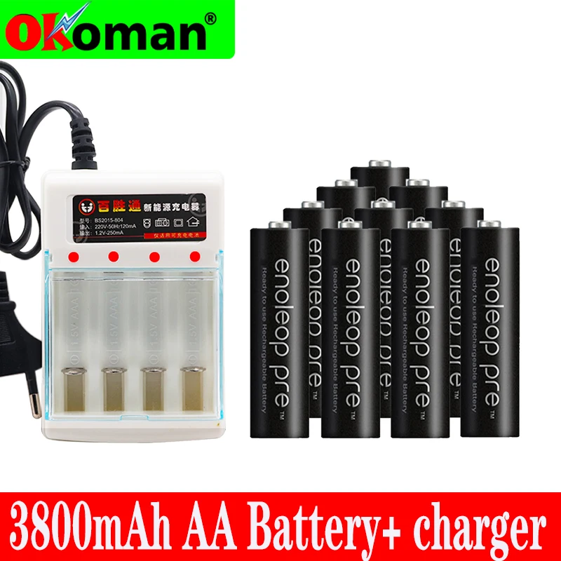 Figh качество 1 2 V 3800mAh NI MH AA предварительно Заряженная аккумуляторная батарея aa для