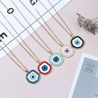 ethnic fashion devils eye pendant necklaces multi layer white pink dripping oil necklace all match chains women jewelry