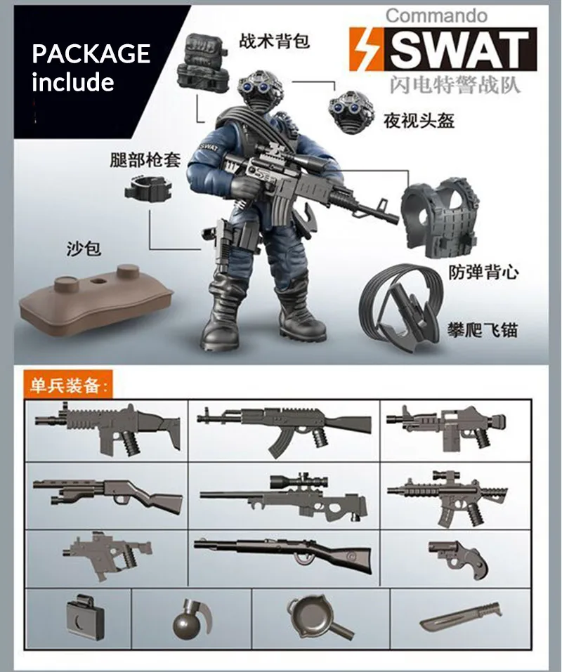 Набор солдат строительные блоки Военная мини-пушка Обучающие игрушки подарок для мальчиков и девочек совместимы со всеми крупными брендами серии - Цвет: Figurines Set B