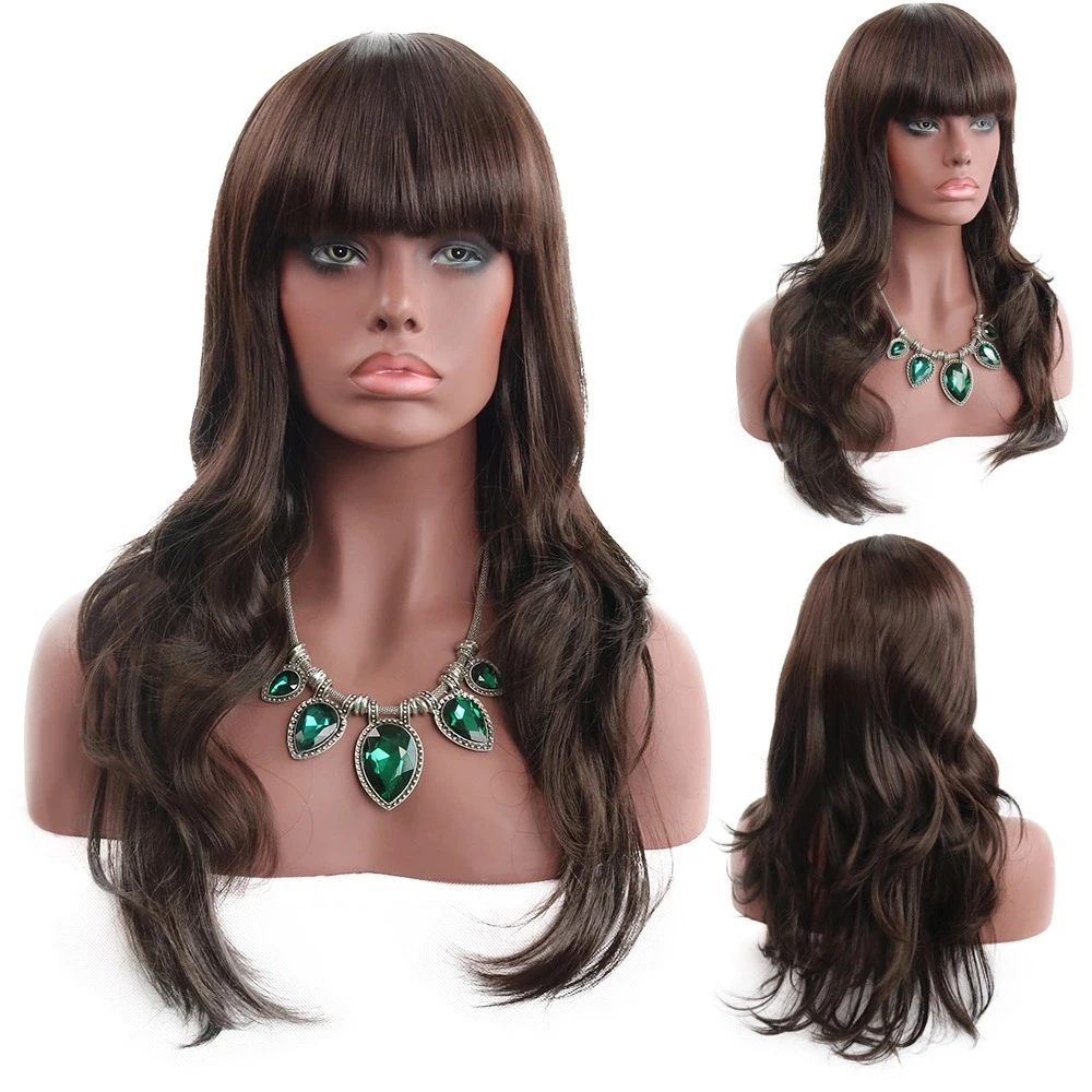 Длинные волнистые парики натуральный цвет для белых/черных женщин из
