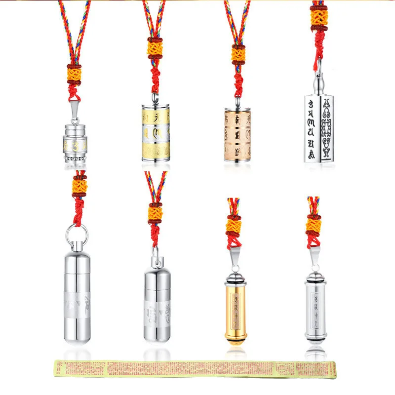 Gawu Box Подвеска буддиста нержавеющая сталь Shurangama мантра плетеная веревка мужские