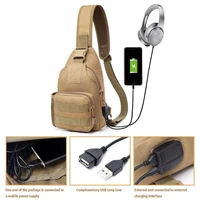 new tactical one shoulder chest bag usb interface chest bag with water bottle cover ipad crossbody bag outdoor crossbody bag