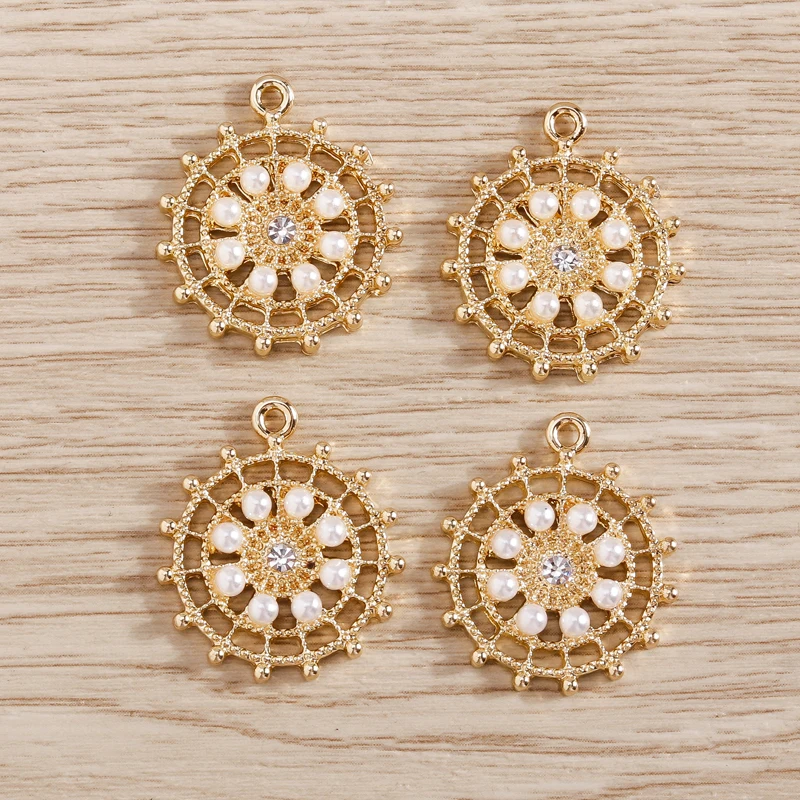

5pcs 18*21mm Round Imitation Pearl Charms Pendants for Handmade Necklace Fashion Drop Earrings DIY Jewelry Craft Accessories