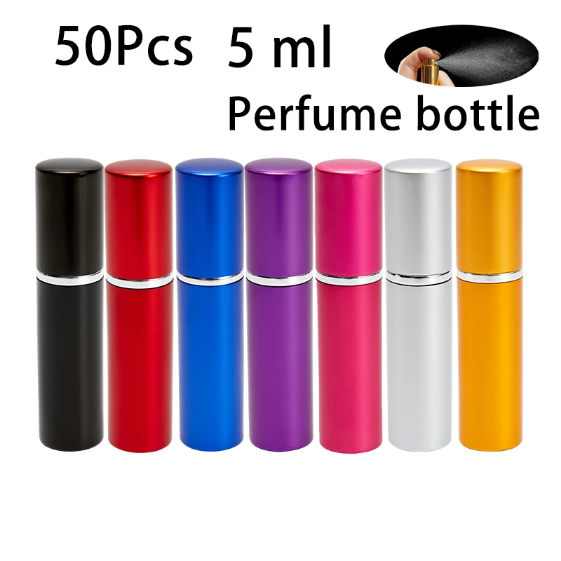 

50Pcs 5ml/lot Refillable Mini Perfume Spray Bottle Aluminum Spray Atomizer Portable Travel Cosmetic Container Perfume Bottle