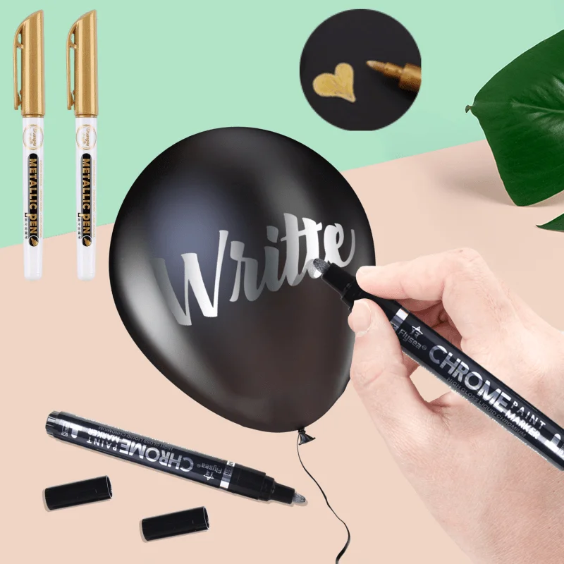 

Silver Pigment Marker DIY Paint Mirror Chrome Finish Metallic gold Stroke Graffiti Student Supplie Craftwork Pen Accessorie Set