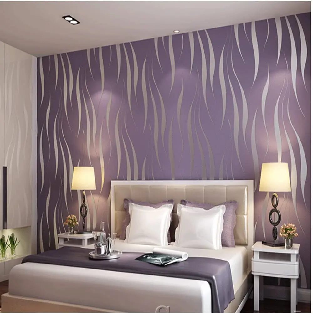 Современная объемная рельефная настенная бумага с волнистой полосой рулон