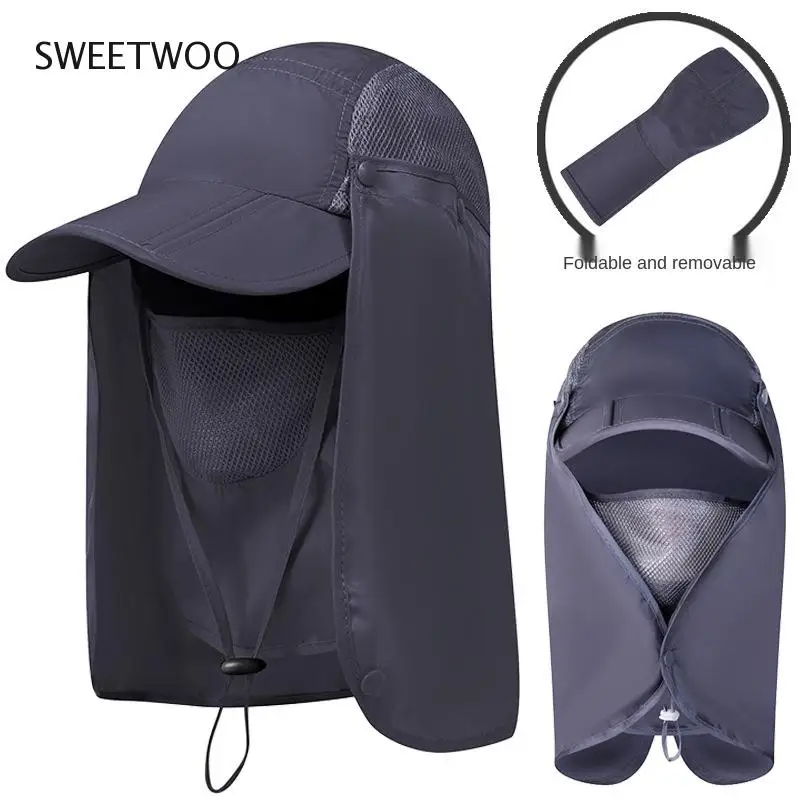 Quick-dry Sun Protection UV Fisherman Hat Foldable Windproof Sun Visor Hat for Fishing Camping Hiking