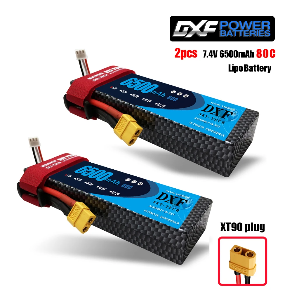 2PCS650080CHARDXT90 2 шт. DXF 7,4 В 3300 мАч 5200 мАч 6500 мАч Lipo аккумулятор жесткий чехол 2S 50C 60C 80C 1/10 1/8 весы для TRX Slash 4x4 RC автомобилей Жесткий Чехол - Цвет: 2PCS650080CHARDXT90