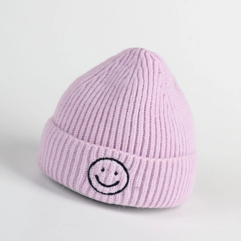 New Fashion Embroidered Smile Hat Toddler Children Hats For Boys Girls Knitted Infant Baby Winter Thick Kids Cute 0-6Y | Детская одежда