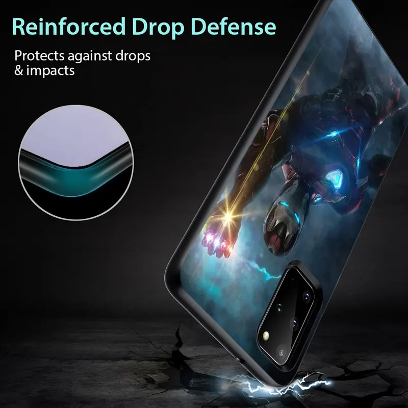 

Marvel Infinite gem iron man for Samsung S6 S7 S8 S9 S10 S10E S21 Edge Plus Ultra 5G TPU Black Phone Case