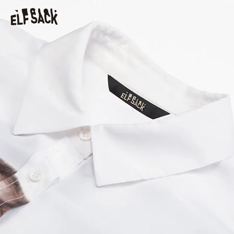 ELFSACK шифоновая блуза на пуговицах с принтом героями мультфильмов женская рубашка