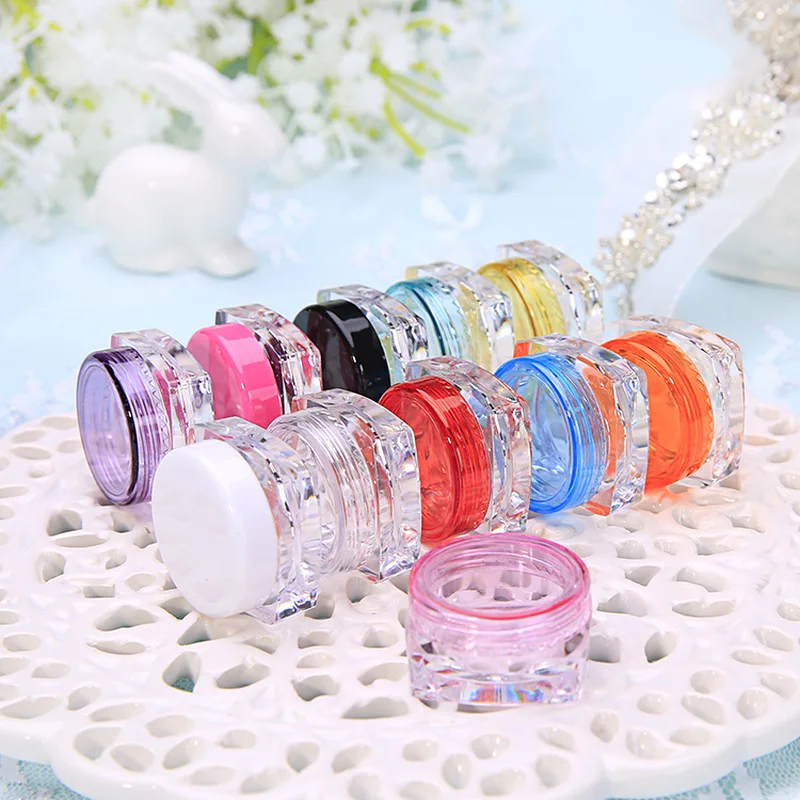 

100Pcs 3g/5g Square Bottom Cream Jar Cosmetic Container Plastic Empty Eyeshadow Makeup Face Cream Lip Balm Pot Travel Bottle