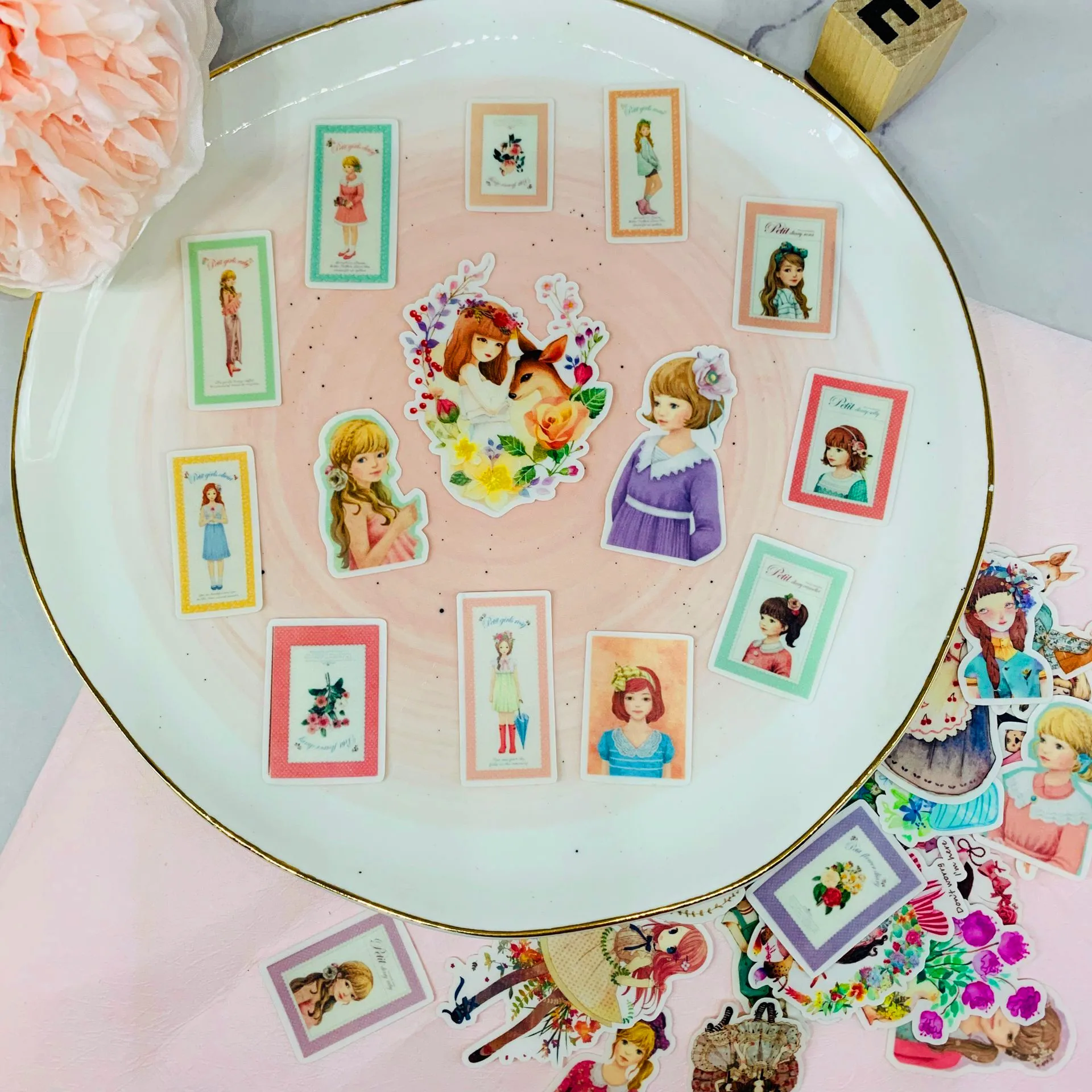 34 pcs Creative retro cute girl clip art stickers / decorative DIY handmade photo album |