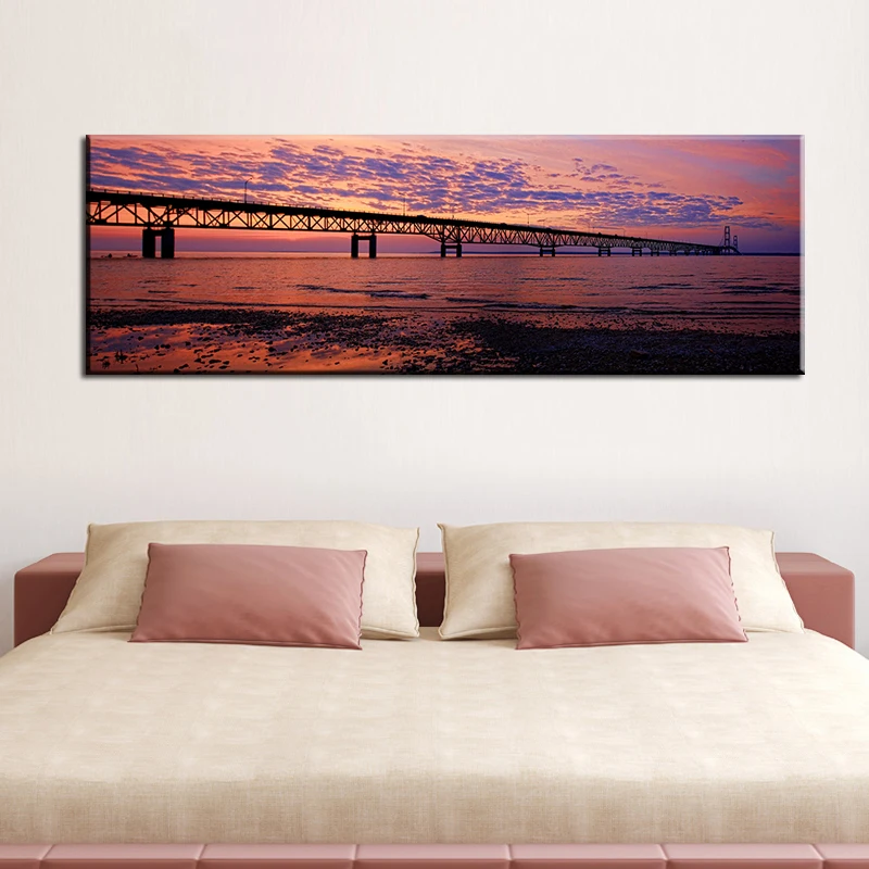 60x180 см красивый мост на закате пейзаж картина печать водонепроницаемом холсте