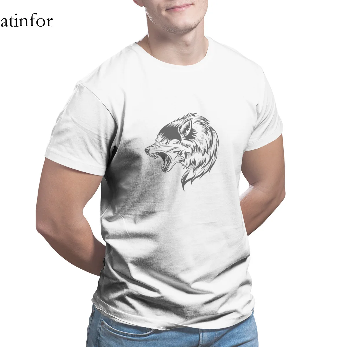 

Wolf one fang T-Shirt Print Kawaii Anime 4XL 5XL 6XL top quality Tees 21571