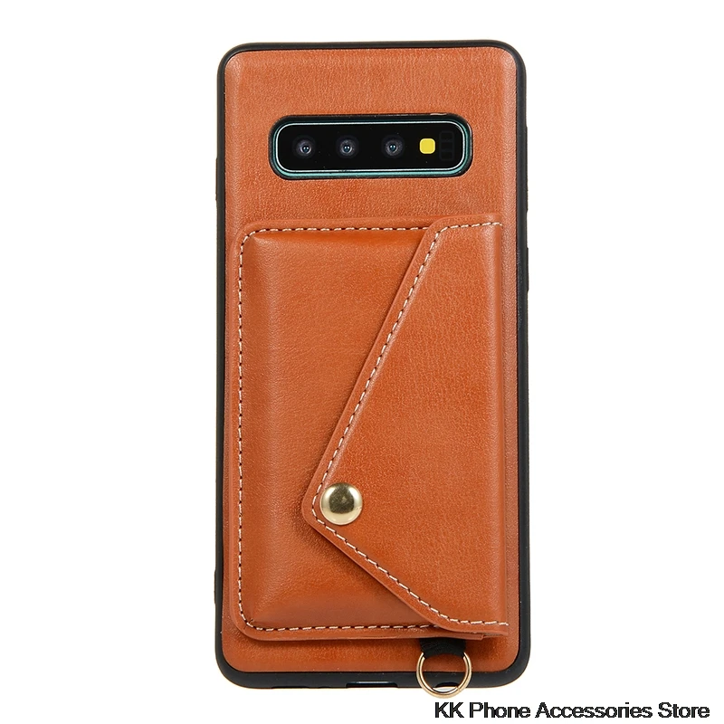 Ретро кожаный чехол с карманом для карт для samsung S9 S10 Plus S10e кошелек через плечо длинный ремешок задняя крышка для samsung Note 9 чехол для телефона