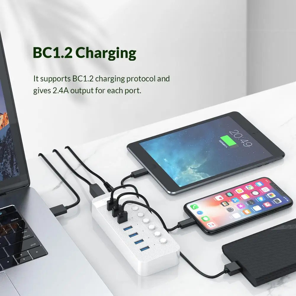 ORICO 16 Порты Мощность ed USB 3 0 концентратор BC1.2 Зарядное устройство разветвитель с
