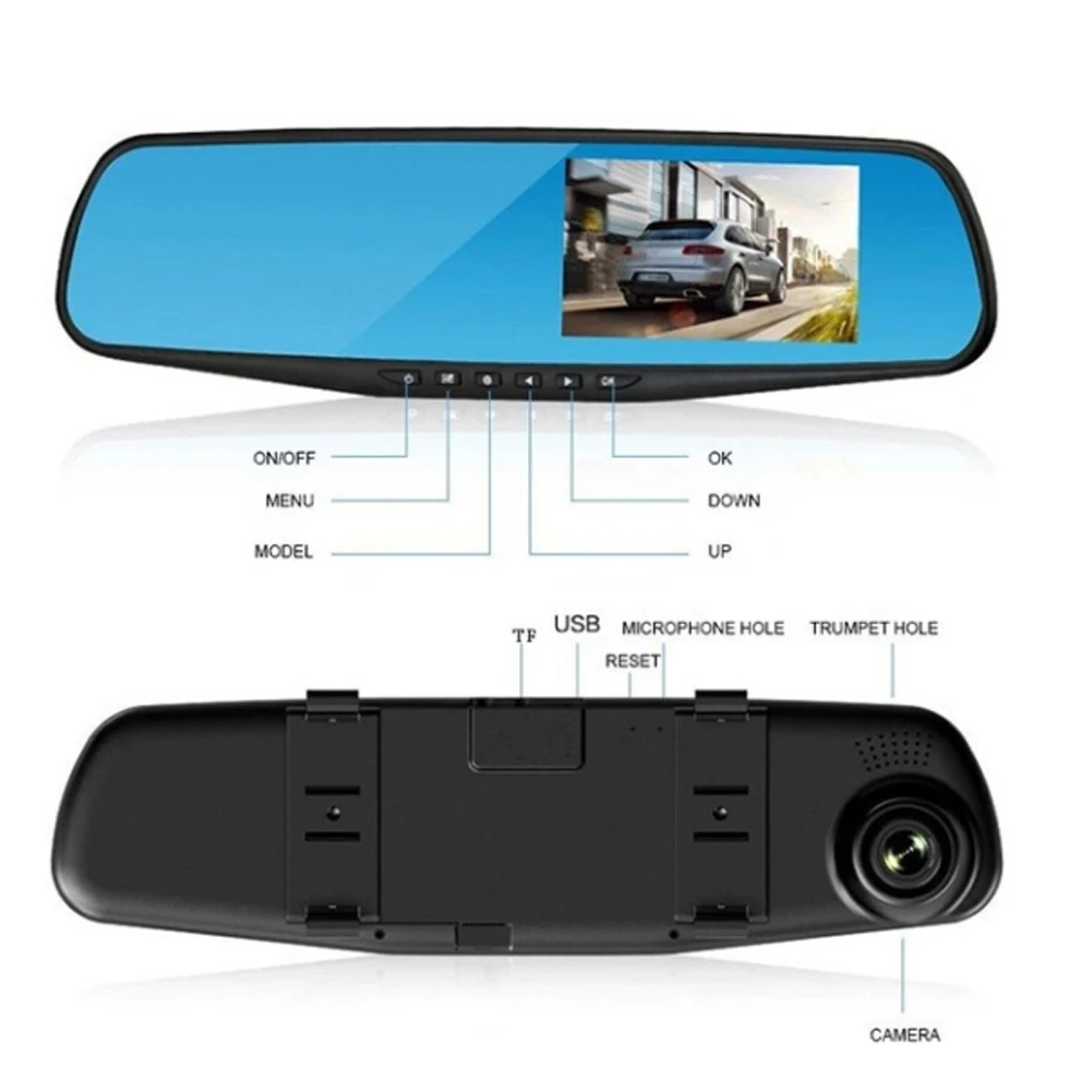 HD 1080P Автомобильный Dvr Камера авто 4 3 дюймов зеркало заднего вида цифровой
