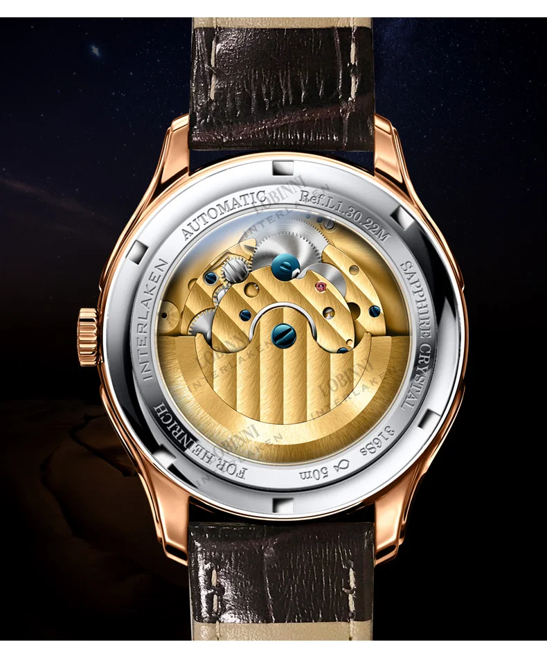 Мужские автоматические механические часы LOBINNI роскошные мужские