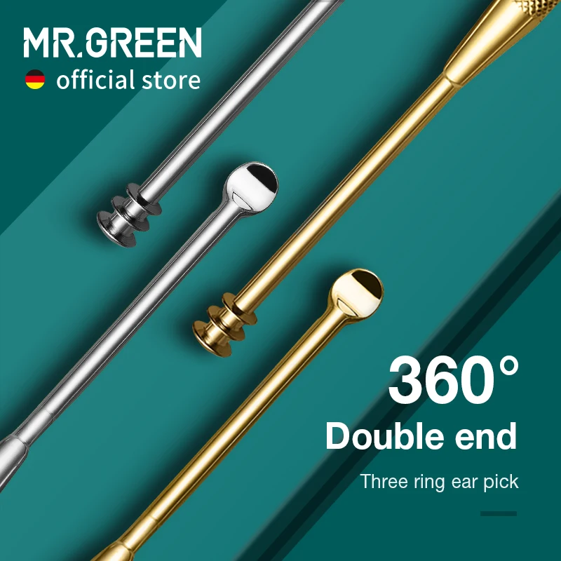 Двусторонняя ухочистка MR.GREEN инструмент для чистки трех колец и воска на 360 ° из