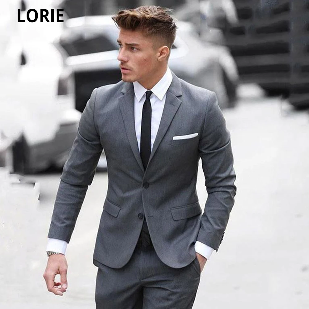 

Серый Свадебный костюм для шафера LORIE для мужчин, официальный костюм для выпусквечерние вечера, комплект из куртки и брюк, повседневные смок...