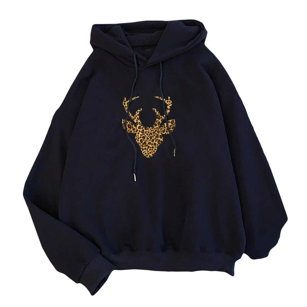 Осенне-зимняя плотная Толстовка розового и белого цвета с принтом оленя