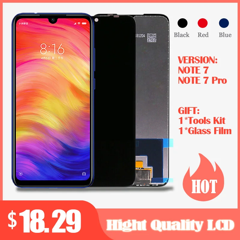 ЖК дисплей с дигитайзером для Xiaomi Redmi Note 7 100% оригинал сенсорный экран в сборе