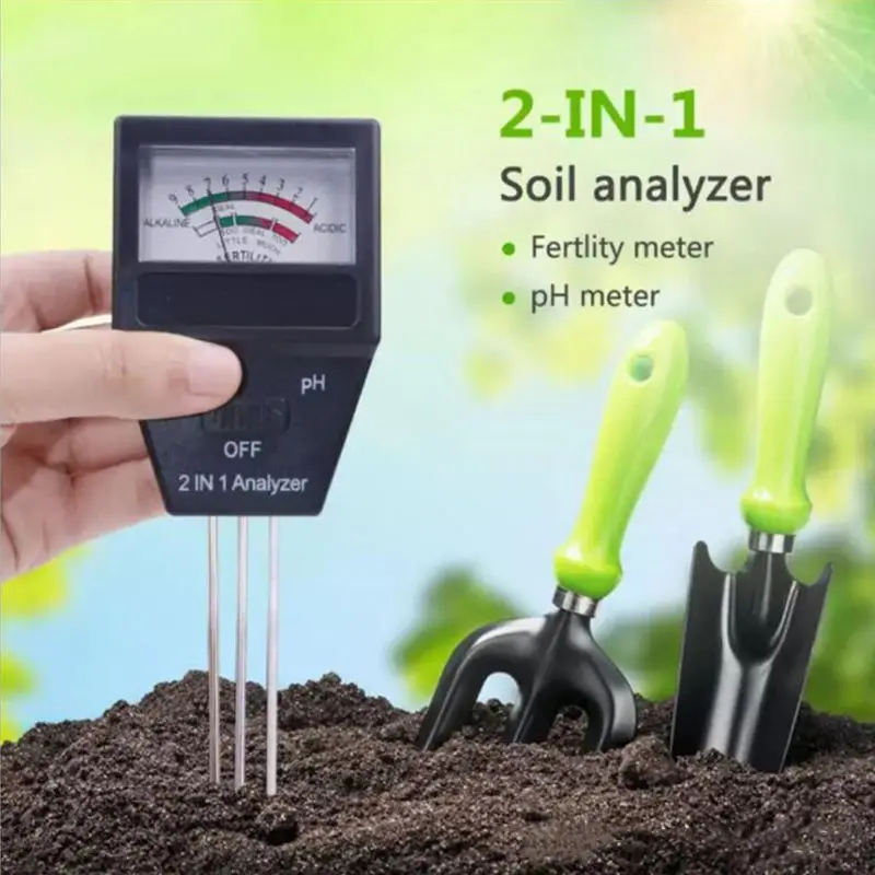 

2 in 1 Soil PH Tester Fertile Plant Fertile Meter Analyzer 3 Probes Garden Tool X4YE