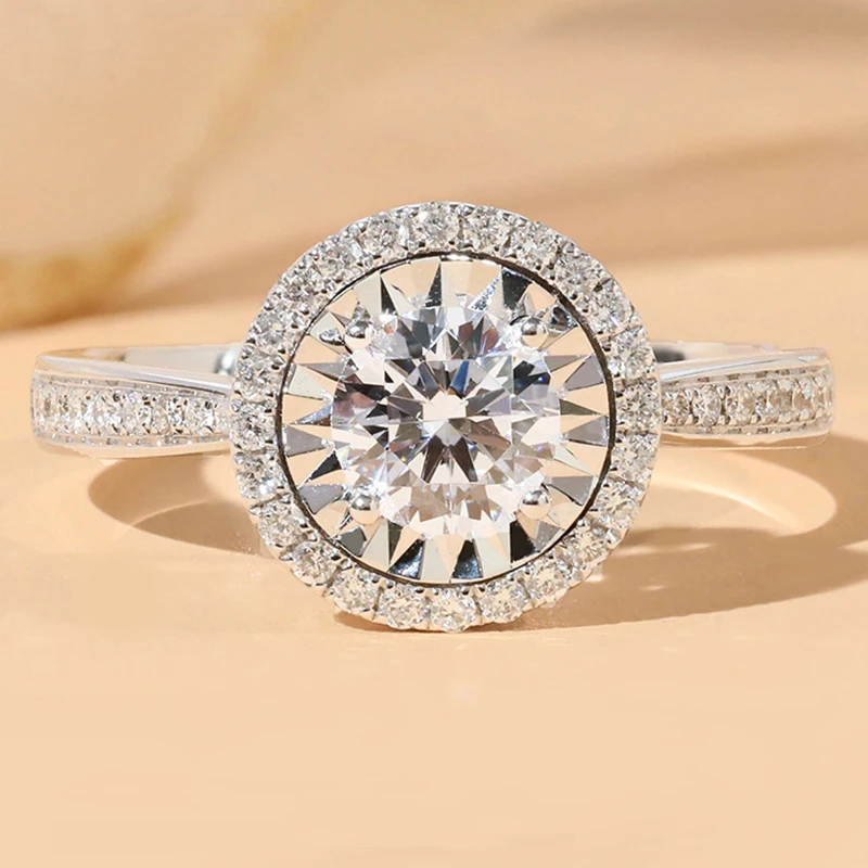 Роскошные классические круглые кольца Регулируемый размер инкрустация AAA