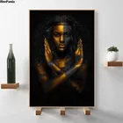 Черно-Золотая Обнаженная африканская искусство Женская фотография плакат абстрактный принт декоративная картина для гостиной домашний декор