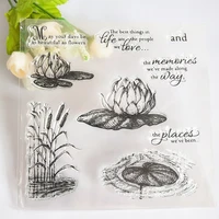 water lotus transparent clear stampseal for diy scrapbooking photo album decorative silicone stamps sheets