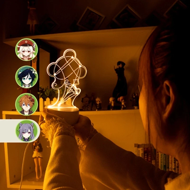 

Новинка 2021 г., анимационная прикроватная лампа Genshin Impact для спальни VENTI, прикроватная лампа XIAO, креативный подарок на день рождения, светильн...