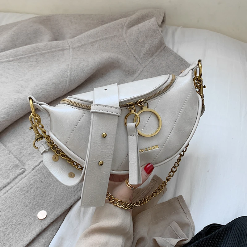 

Burminsa Chic Quilted Small Sling Chest Bags For Women Brand Designer Wide Strap Chain Ladies Crossbody Purses And Handbags 2021