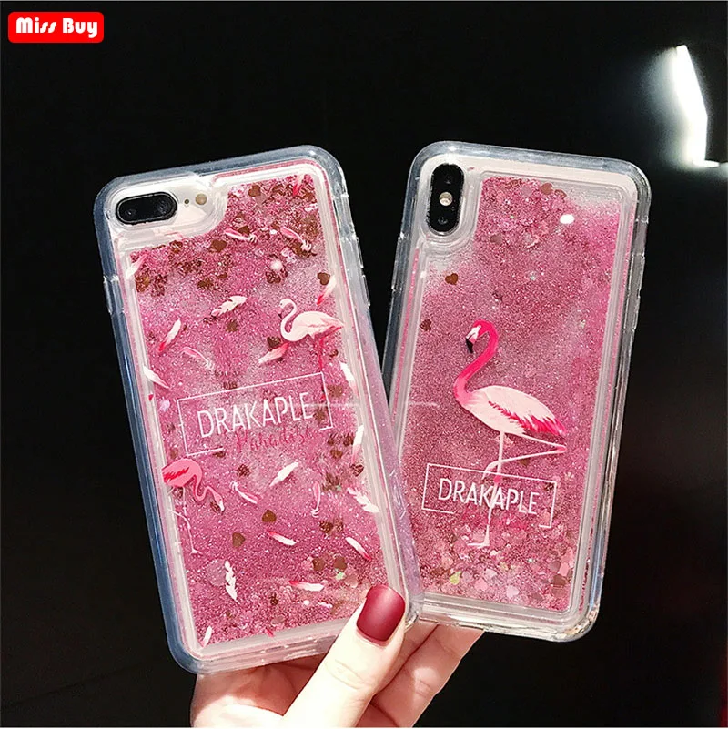 Роскошный блестящий чехол с жидким песком зыбучим фламинго для Xiaomi Redmi 7 6 26 дюйма