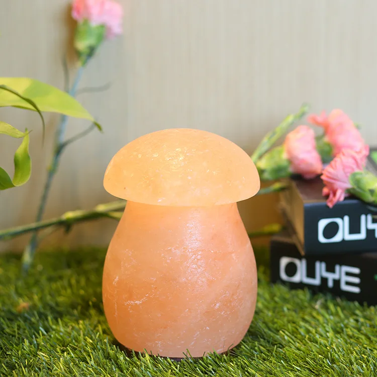 Натуральная настольная лампа из соляного камня с минеральными кристаллами для
