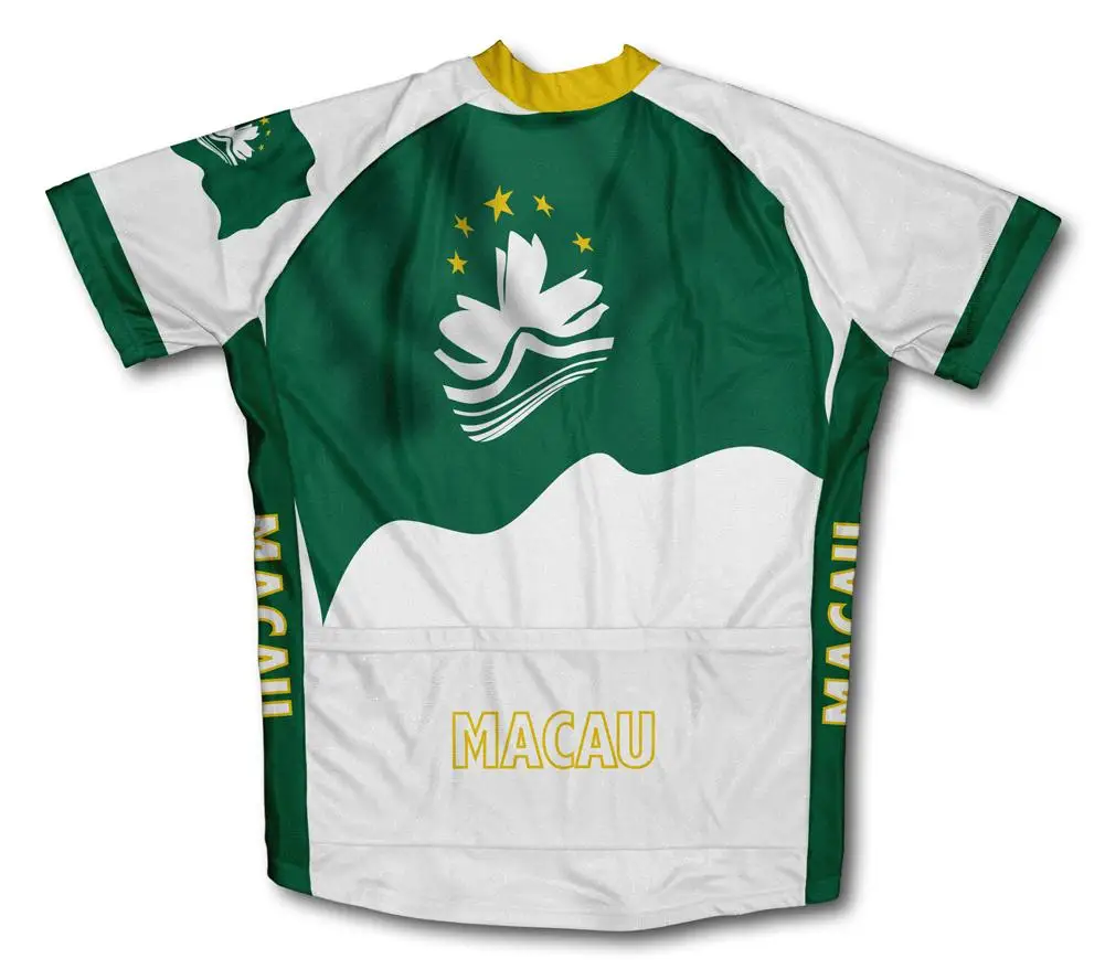 

Classic retro MACAU men's full zipper bicycle short-sleeved cycling jersey