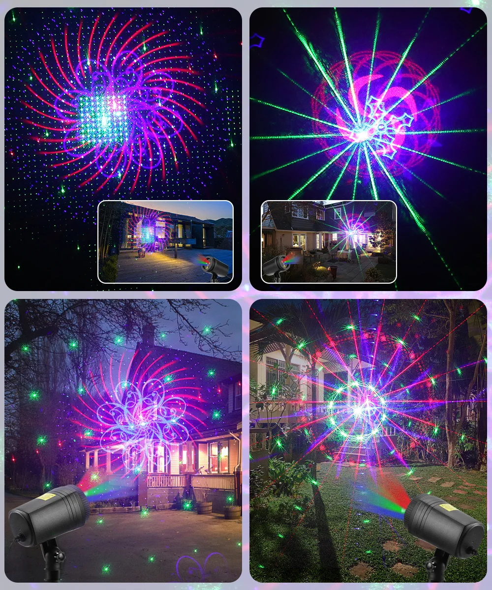 

Kerst Sterren Laserlicht Douche 24 Patronen Projector Effect Remote Moving Waterdichte Outdoor Tuin Xmas Decoratieve Gazon