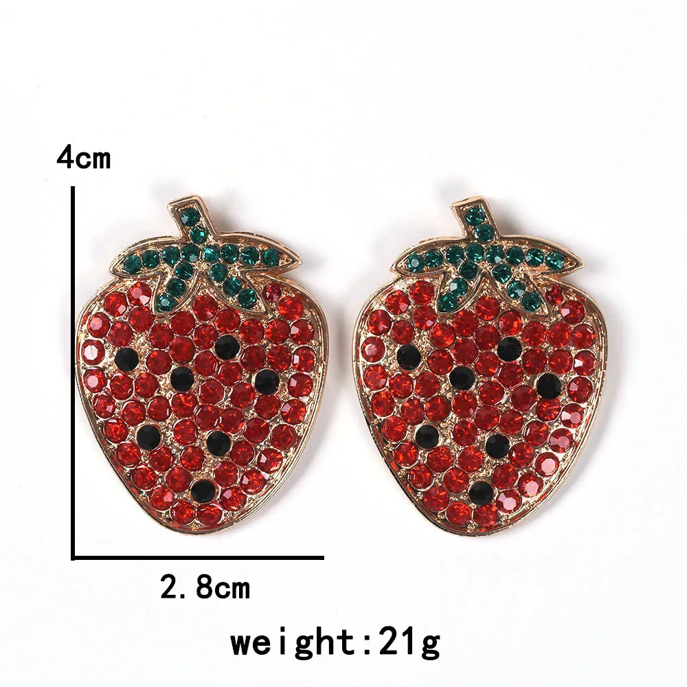 Fashion ZA Elegant Crystal Rhinestone Red Strawberry Earrings Women Indian Ethnic Party Club Statement Jewelry