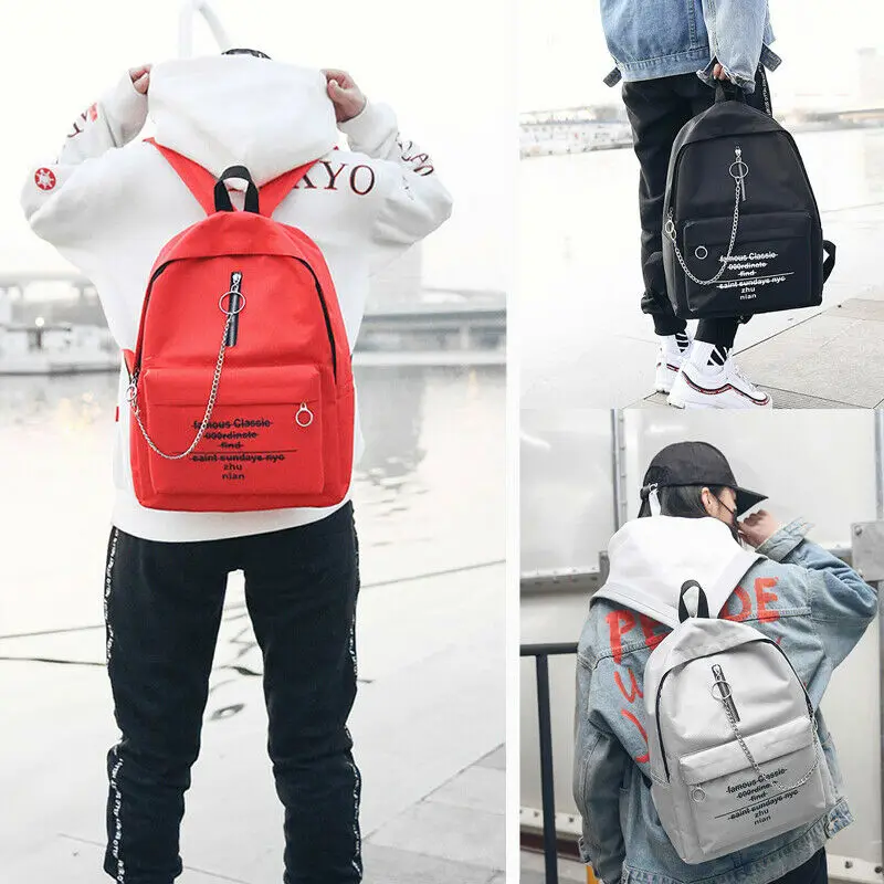 Рюкзак унисекс с буквенным принтом модная школьная сумка цепочкой и двойным