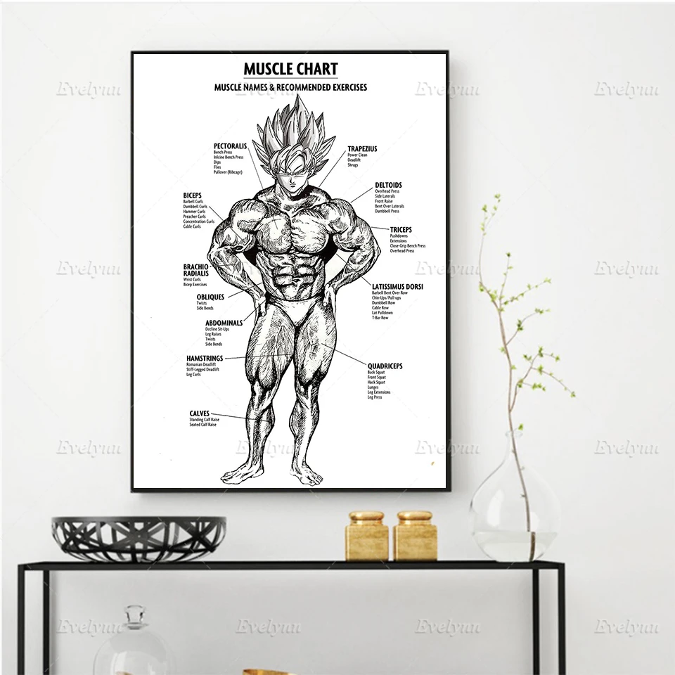 

Anime Muscle Anatomy Chart Poster and Print Abstract Wall Art Canvas Painting Home Decor Modular Pictures For Boy's Living Room