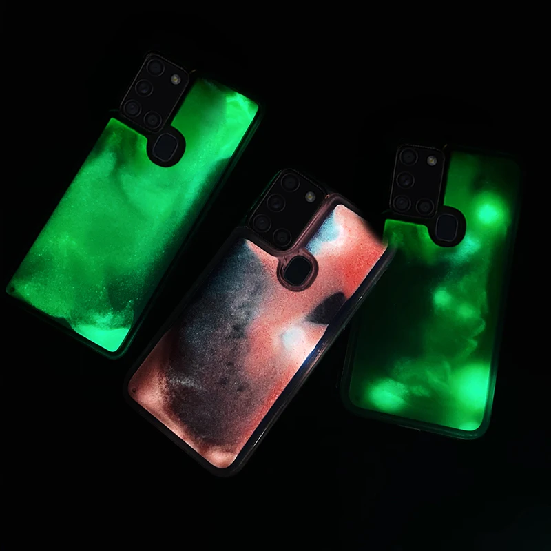 Quicksand Luminous Phone Case For Samsung S22 Ultra S21 Plus S20 FE Glitter Neon Sand Back Cover