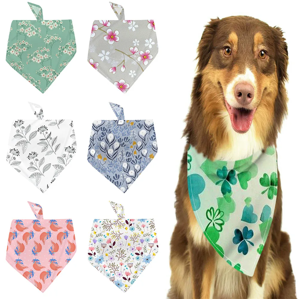 

Flower print triangle scarf pet supplies cat and dog decoration pet triangle scarf saliva towel