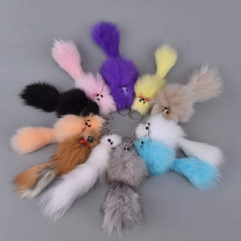 Pom Fox Furx симпатичная цепочка для ключей женская сумка подвески автомобильный