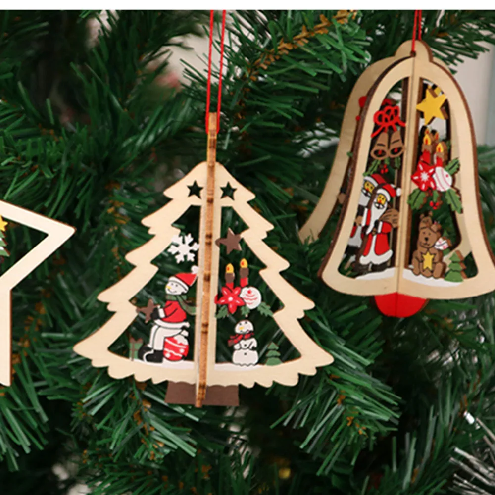 DIY кулон-орнамент для рождественской елки деревянные поделки Рождественское