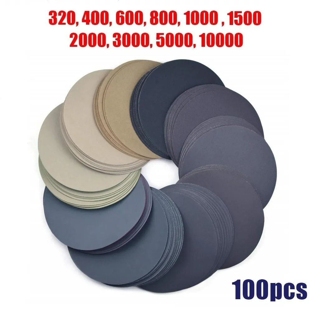 

100 Pcs 5 Inch Sandpaper 125mm Sanding Disc Waterproof W/ Hook & Loop 320-10000 Grit For Sander Polishing Tools Accessories