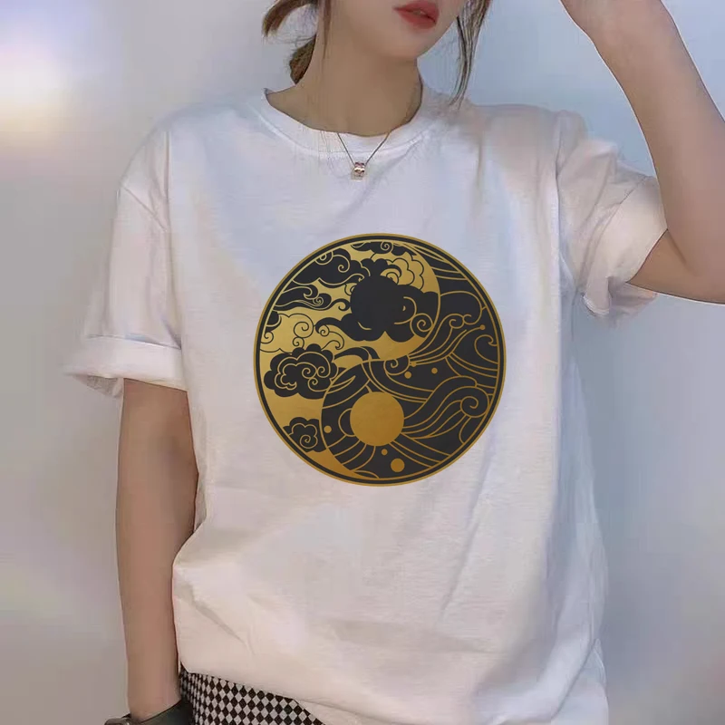 

The Sun And The Moon Casual Summer Tops Fun Spoof Female Loose Letters Large SizeTees Cute Ulzzang Vintage T-Shirt