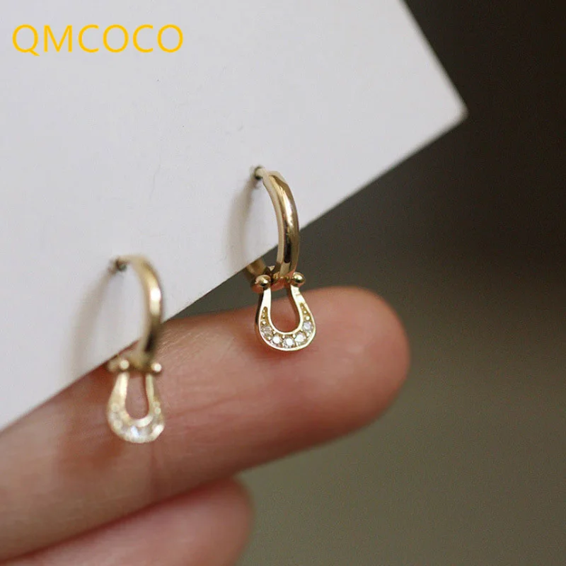 

QMCOCO летние новые стильные серьги из серебра 925 пробы в форме буквы U для женщин студенческие индивидуальные милые уши изящные украшения